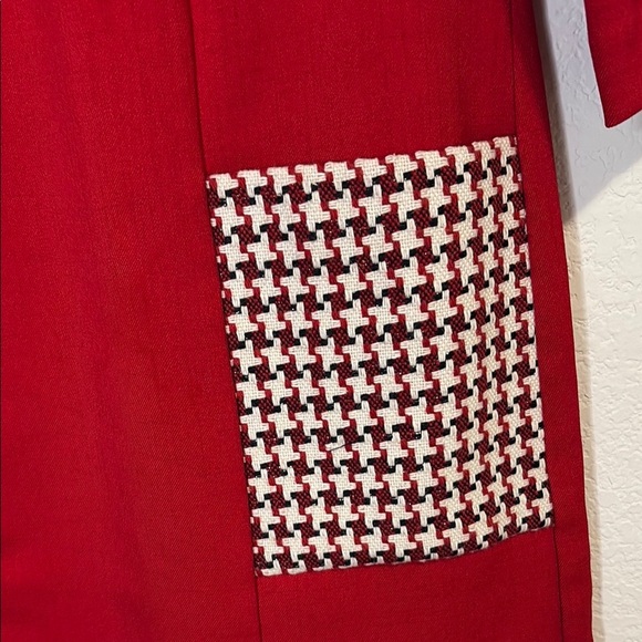 ASOS size 4 Red Dress with Houndstooth Pockets - Picture 3 of 5
